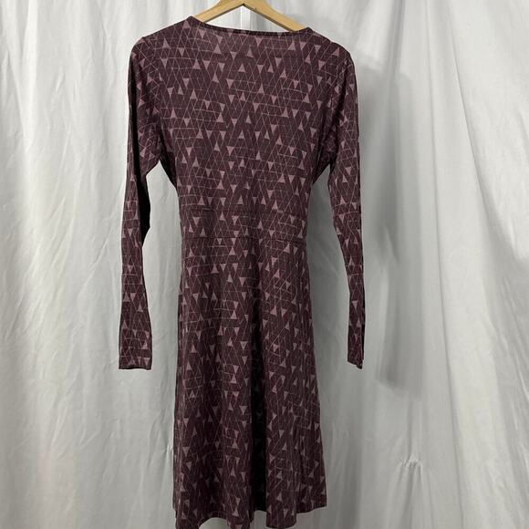 Toad&Co Dress Womens Small Cue Wrap Long Sleeve Purple Geometric V Neck - Picture 9 of 9